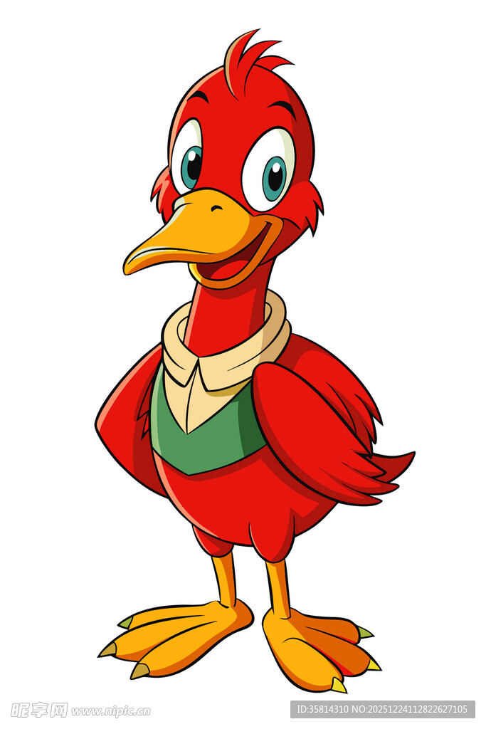可爱红衣小鸟卡通形象