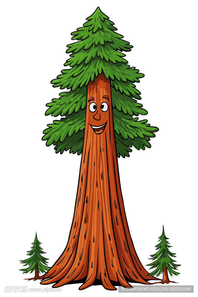 微笑的卡通大树形象