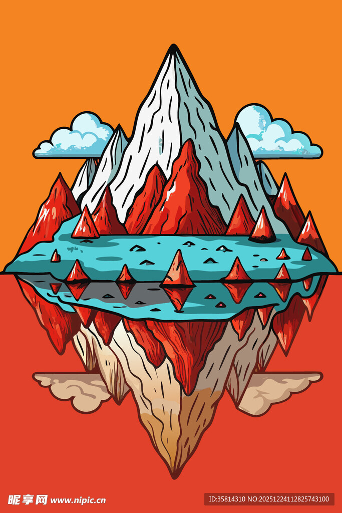 梦幻倒影中的山川风景