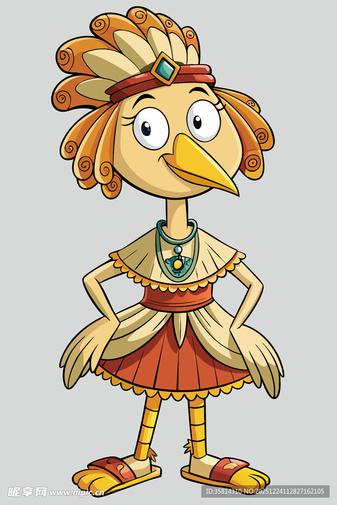 印第安风格卡通火鸡形象