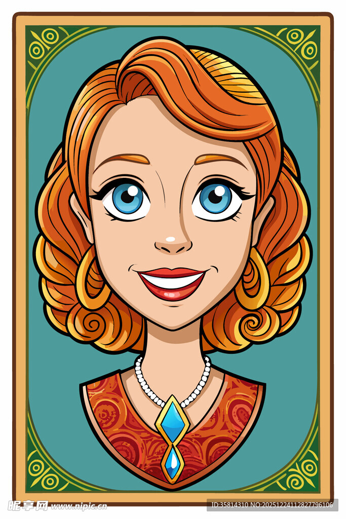 复古风格红发女子头像