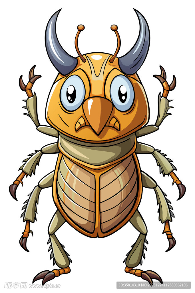 卡通独角昆虫形象