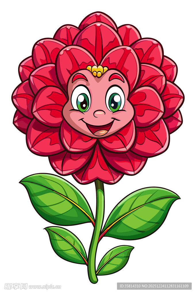 可爱笑脸大红花