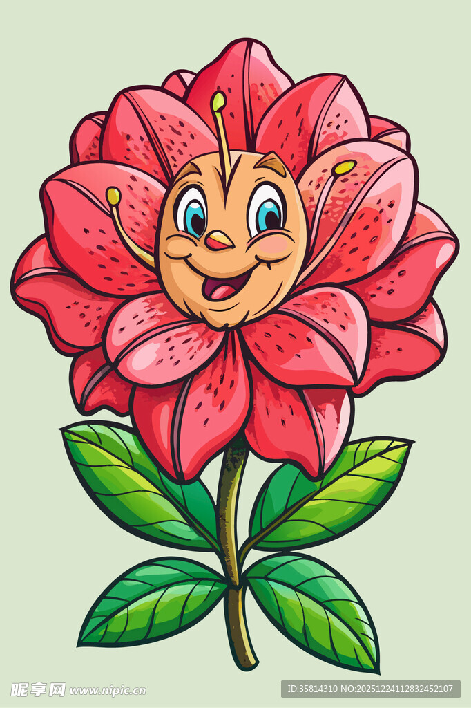 笑脸红花卡通插画
