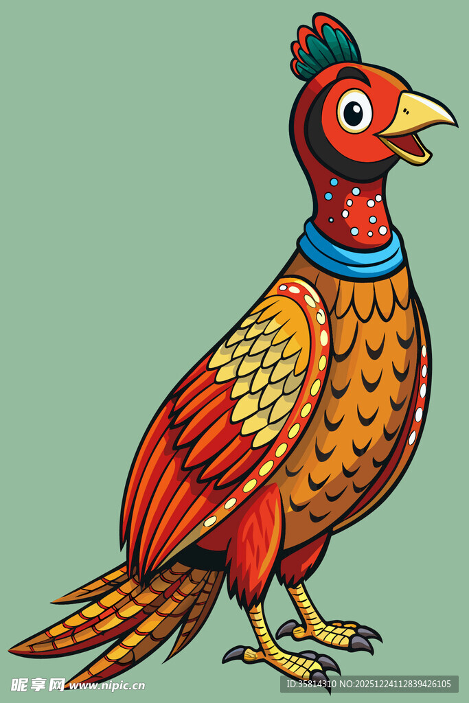 彩色雉鸡插画