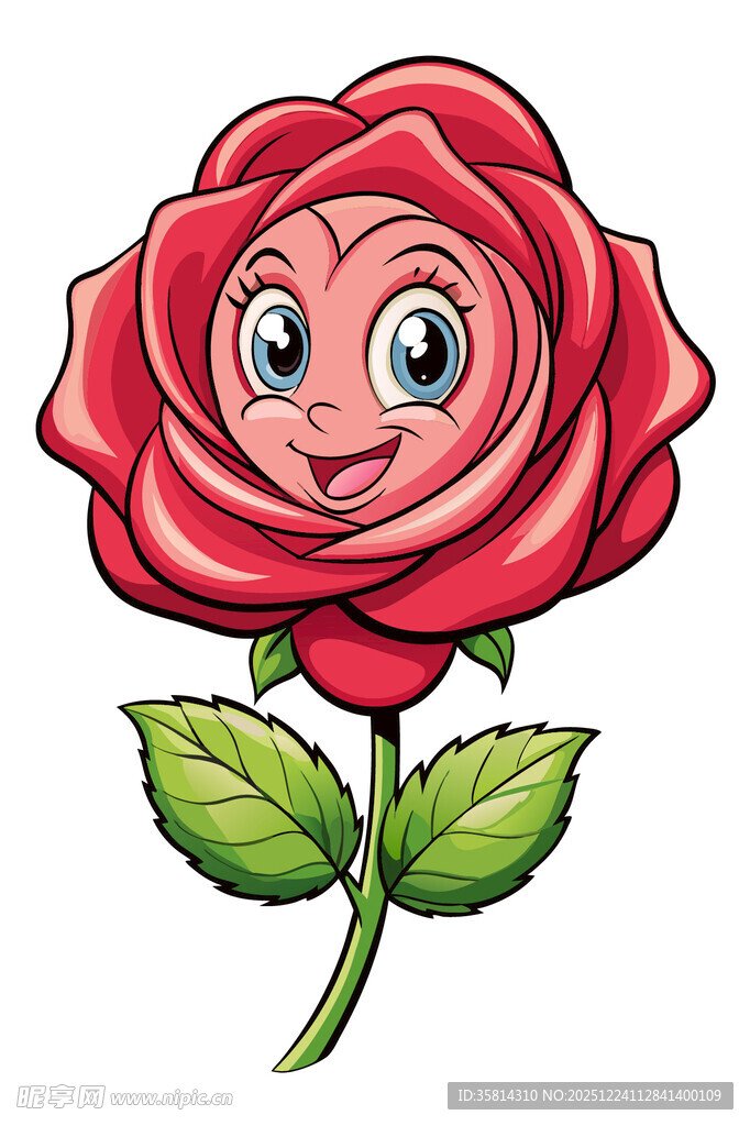卡通笑脸红玫瑰