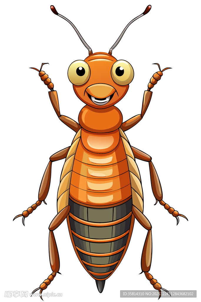 可爱卡通形象的橙色昆虫