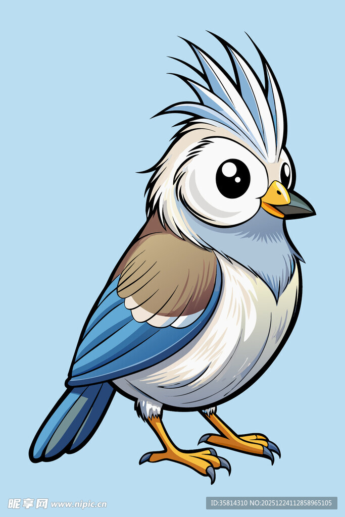 可爱蓝羽小鸟卡通形象