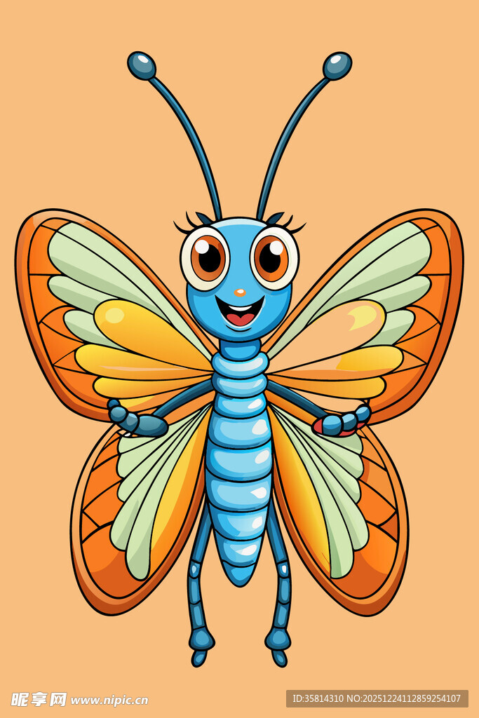 可爱彩色蝴蝶卡通形象