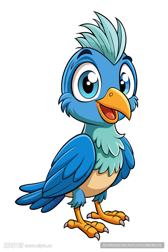 可爱蓝色小鸟卡通形象