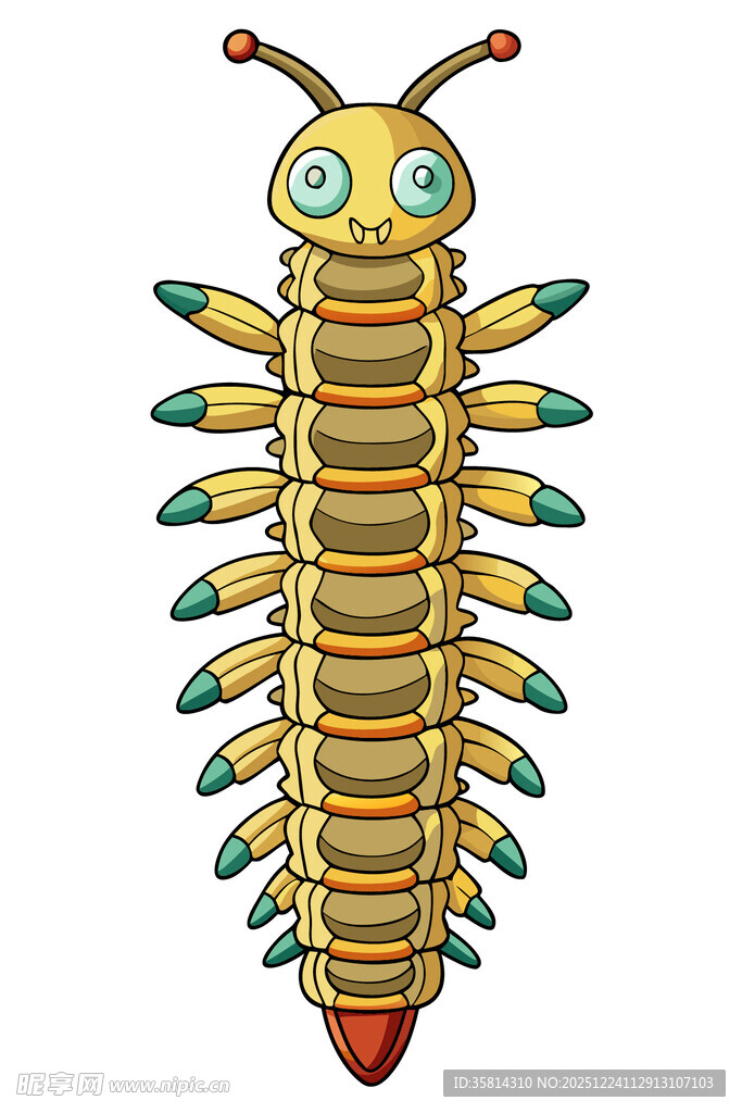 卡通形象千足虫插画