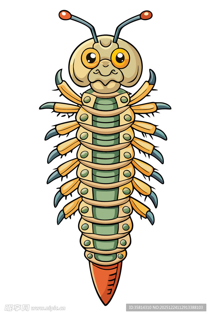 卡通形象的多足昆虫