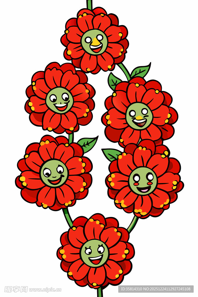 红色花朵图案装饰元素