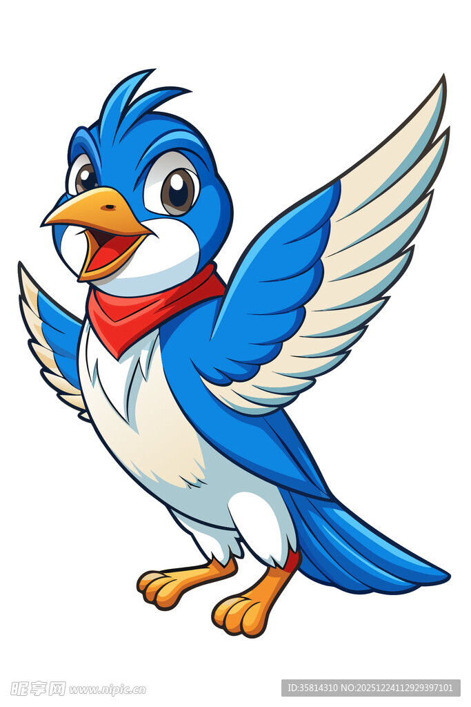 可爱蓝鸟展翅