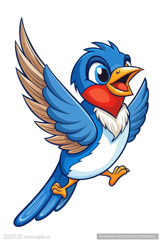 飞翔的蓝色卡通小鸟