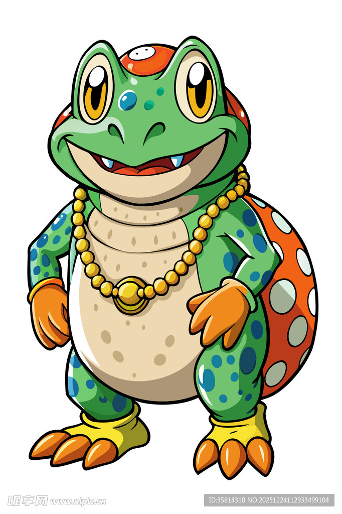 卡通青蛙形象佩戴金项链