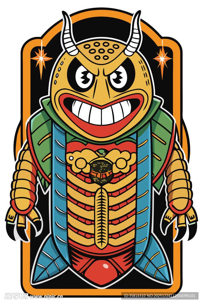 卡通风格武士鬼怪形象