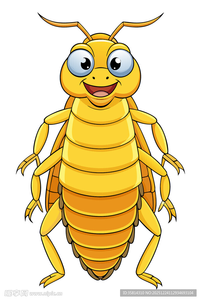 可爱卡通形象的黄色昆虫