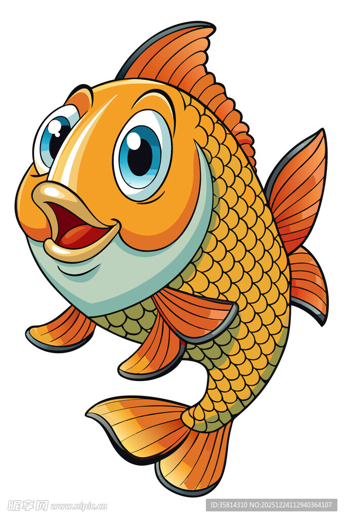 可爱卡通金鱼形象图