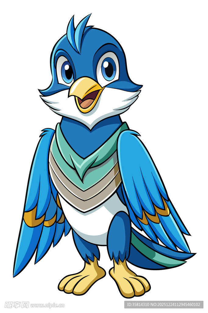 可爱蓝羽小鸟卡通形象