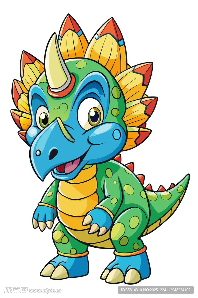 可爱彩色恐龙卡通形象