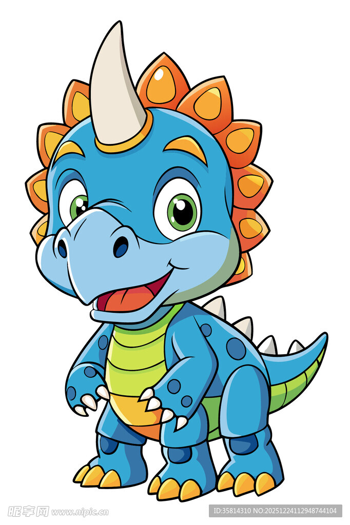 可爱蓝色恐龙卡通形象