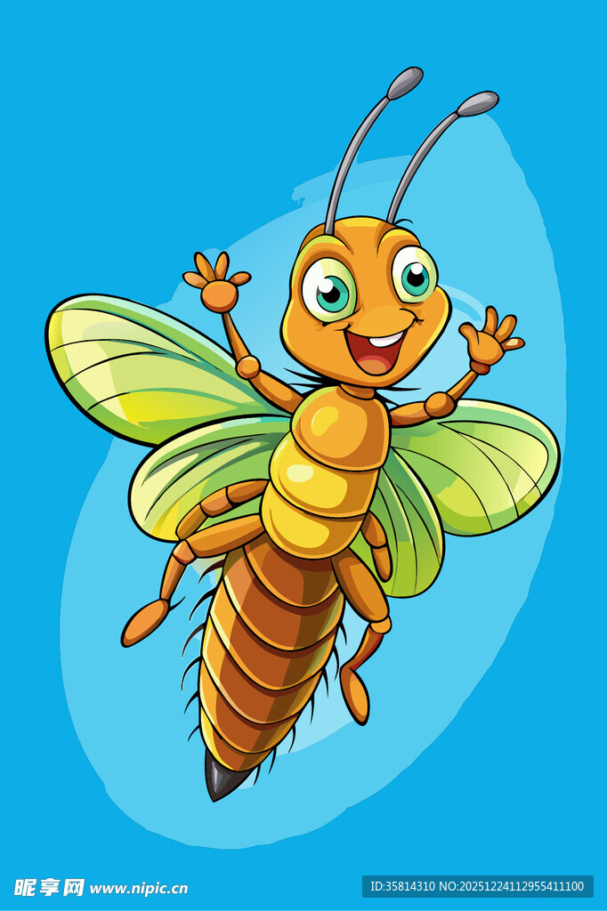 快乐飞行的卡通小蜜蜂