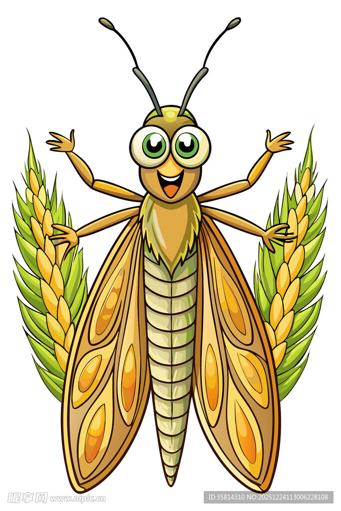 可爱昆虫伴麦穗