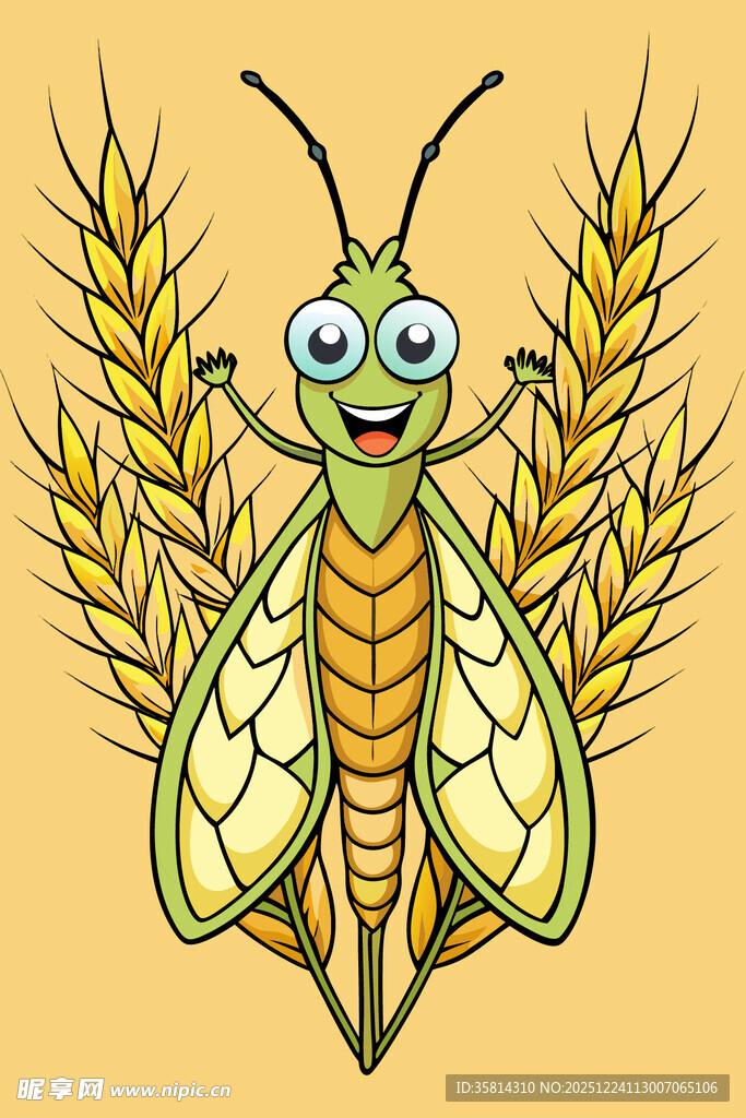 麦穗上的可爱昆虫