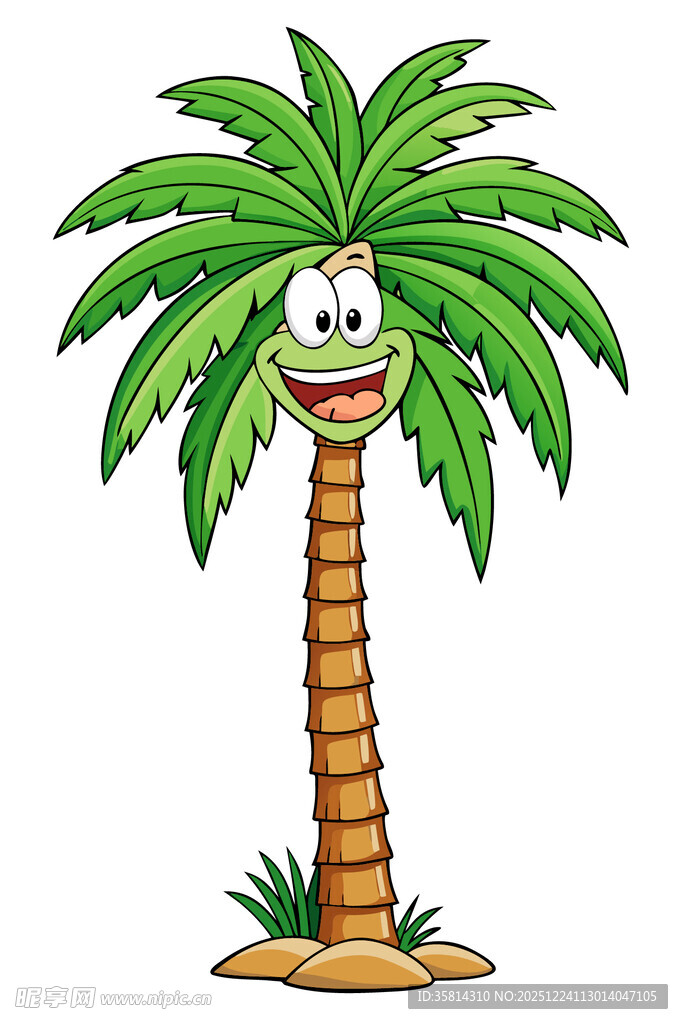 微笑的卡通棕榈树