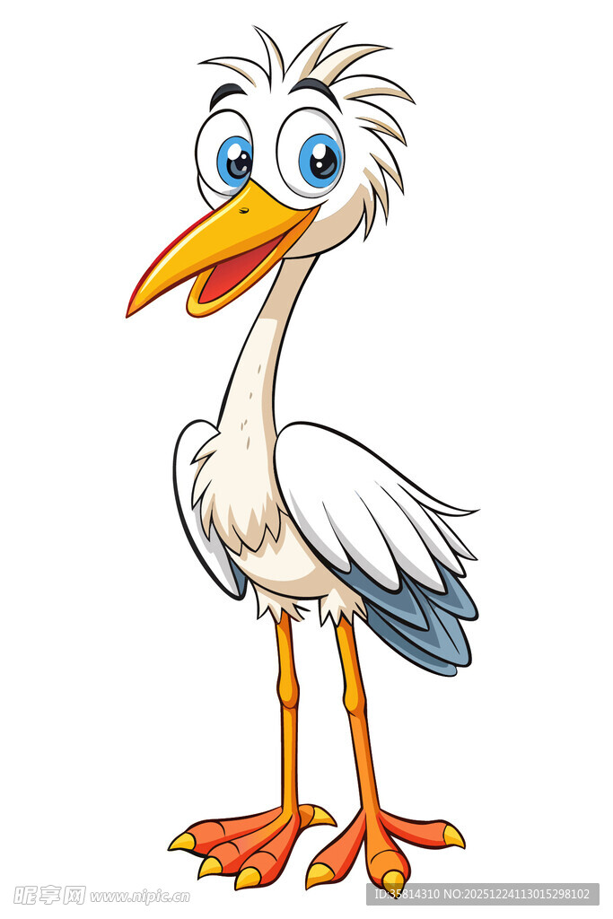 可爱卡通白鹳形象展示