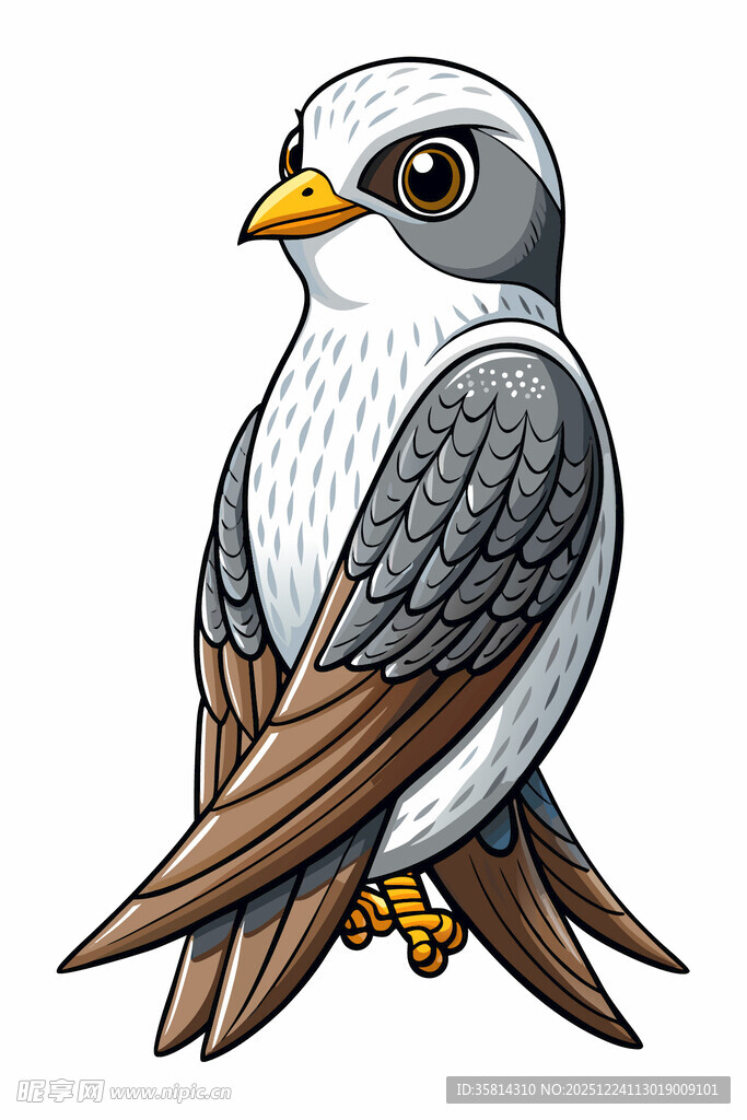 卡通风格的灰羽小鸟