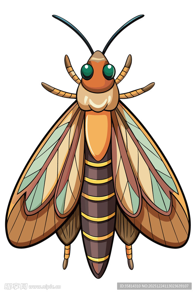 彩色条纹飞蛾插画