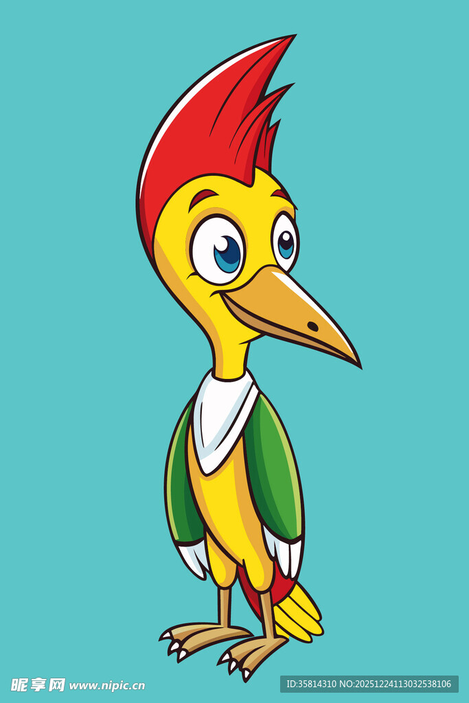 彩色啄木鸟卡通形象