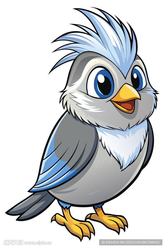 可爱蓝羽小鸟卡通形象