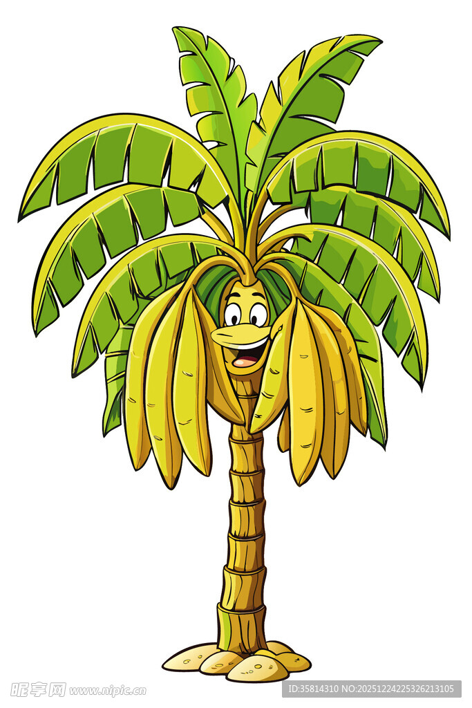 卡通香蕉树插画