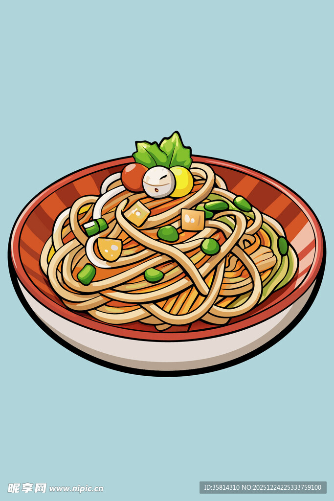 美味意大利面插画