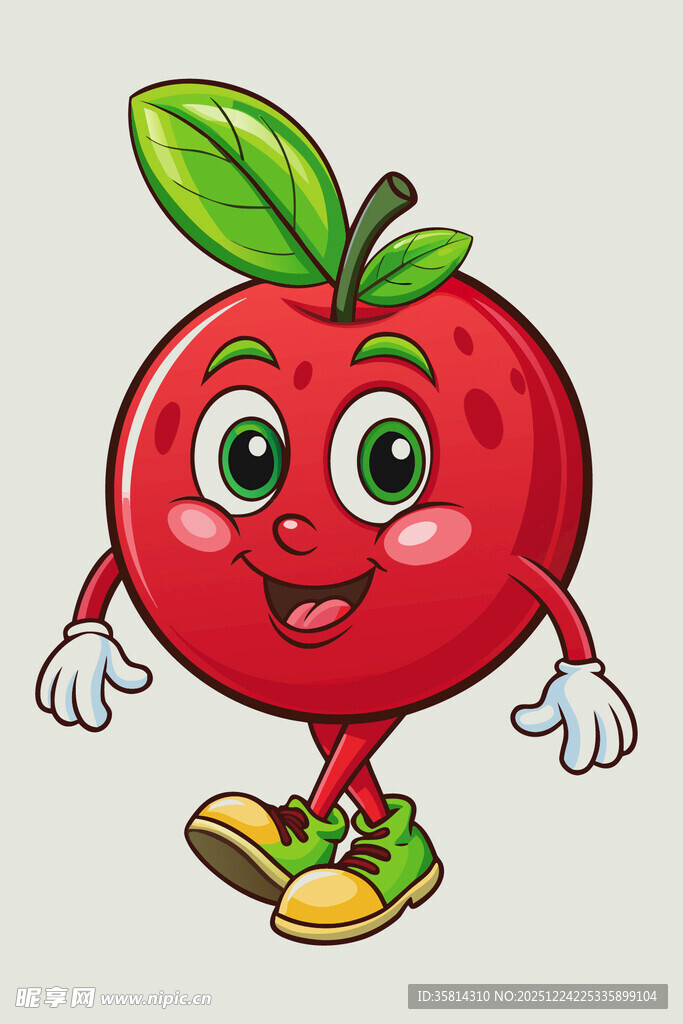 可爱拟人红苹果卡通形象