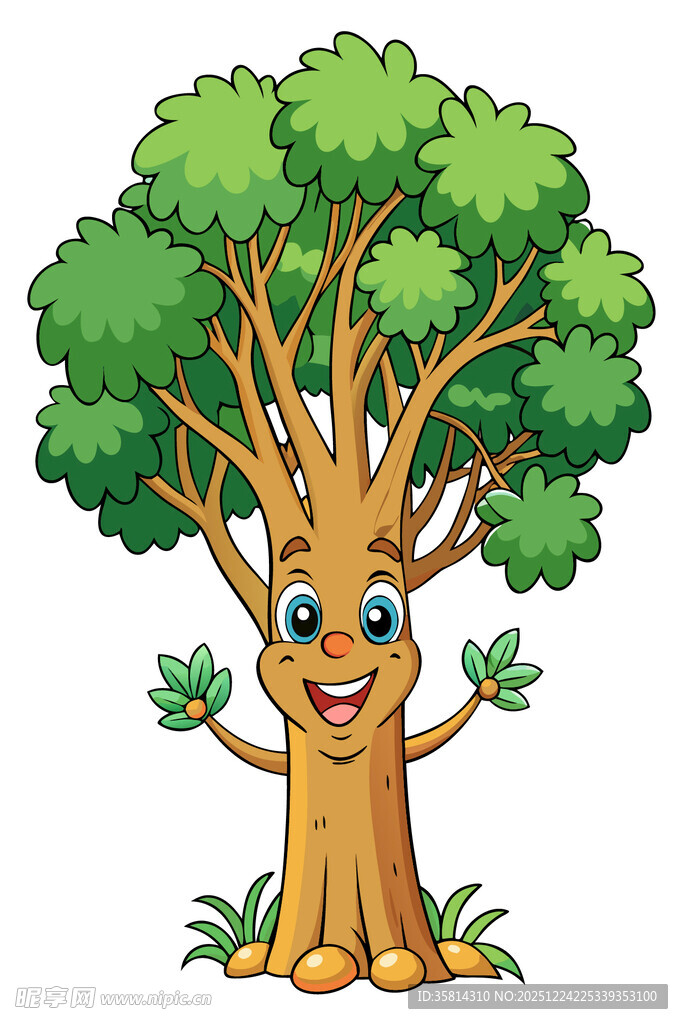 可爱拟人大树卡通形象