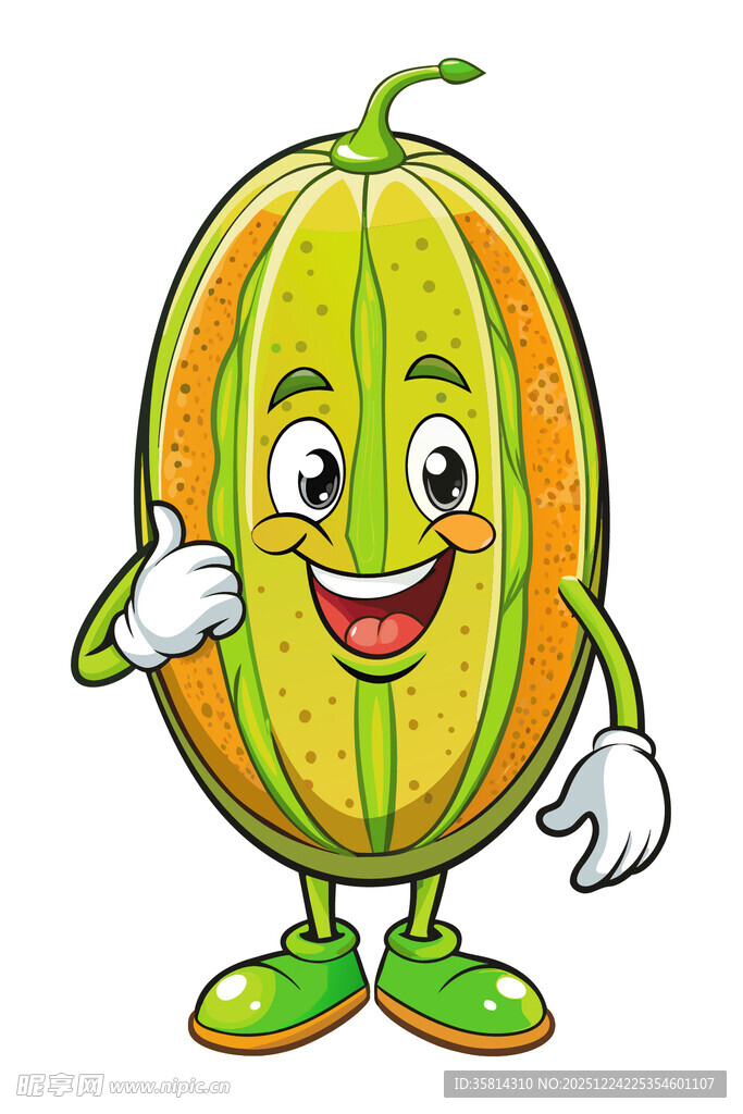 卡通甜瓜形象笑容灿烂