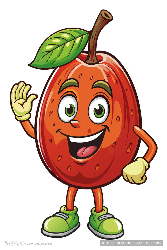 可爱苹果卡通形象打招呼