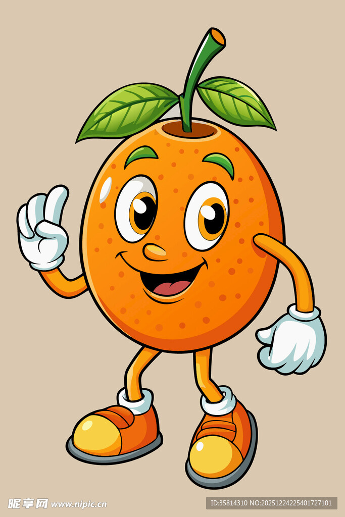 可爱橙子卡通形象打招呼