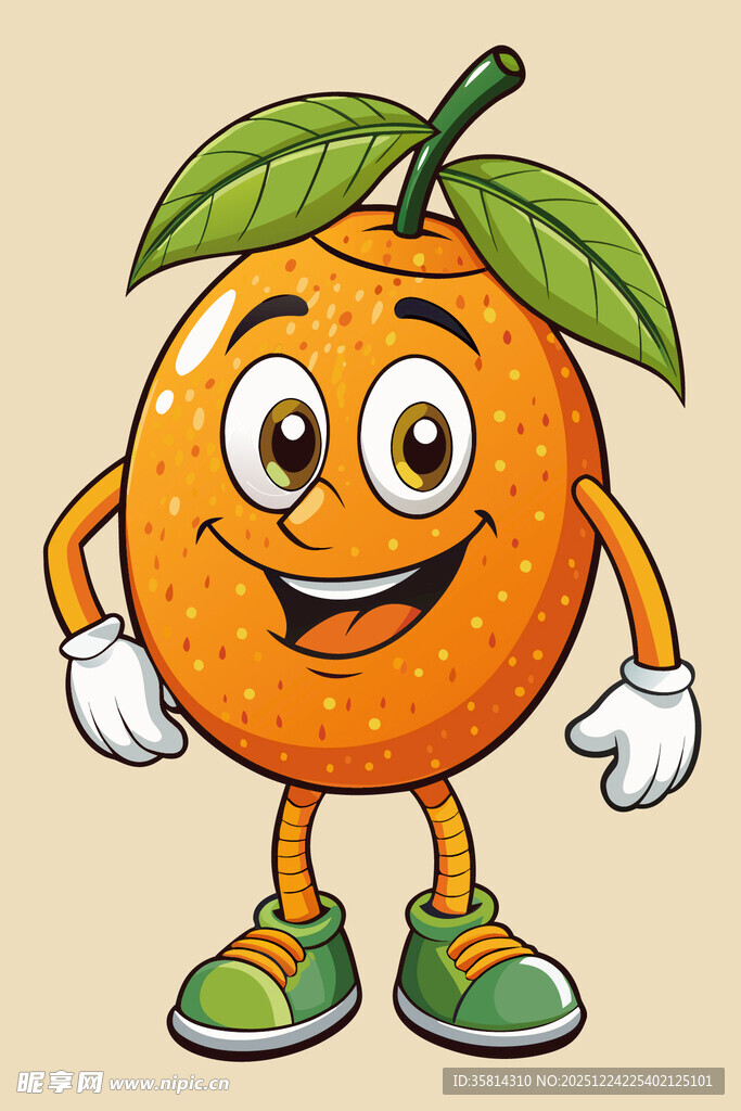 可爱拟人化橙子卡通形象