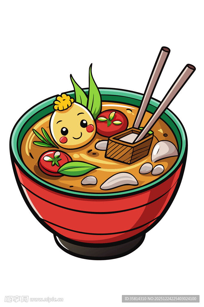 卡通风格美味拉面一碗