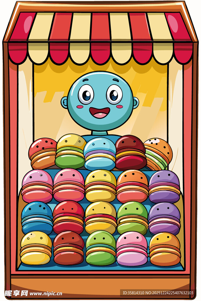 可爱蓝精灵售卖多彩马卡龙