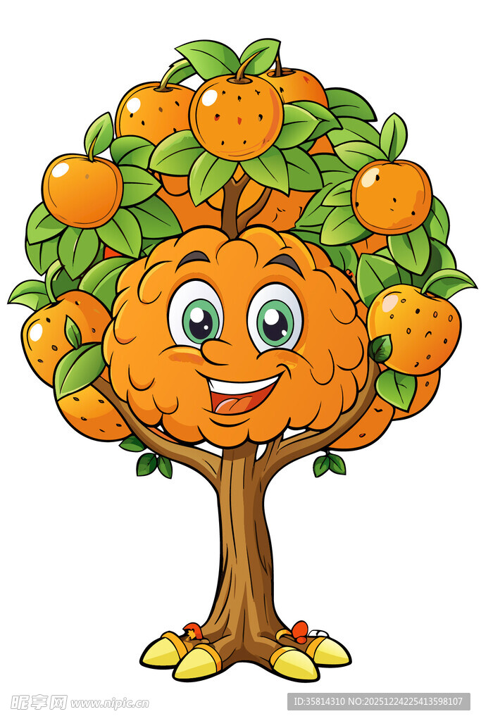 可爱拟人化橘子树形象