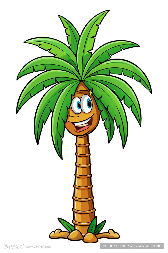 卡通笑脸棕榈树形象