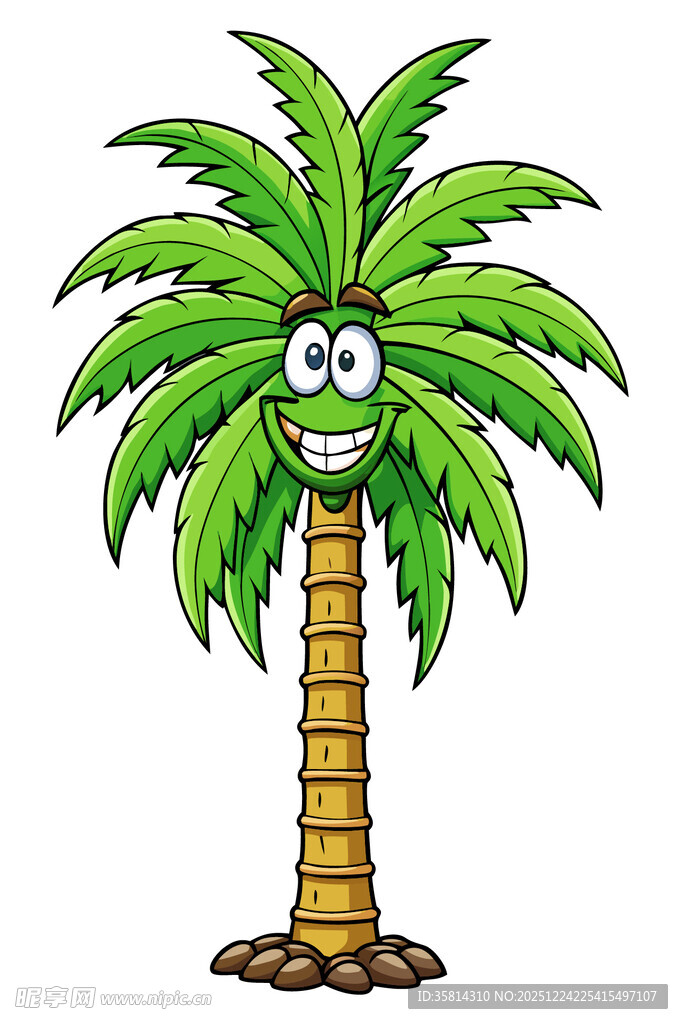 卡通笑脸棕榈树形象