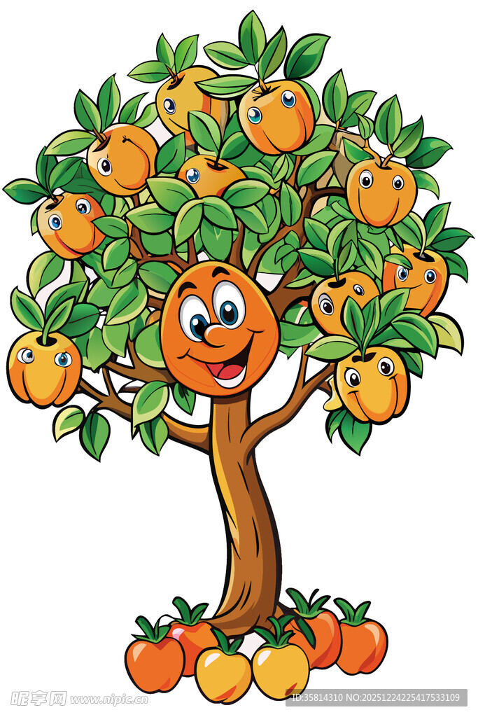 可爱拟人化橘子树