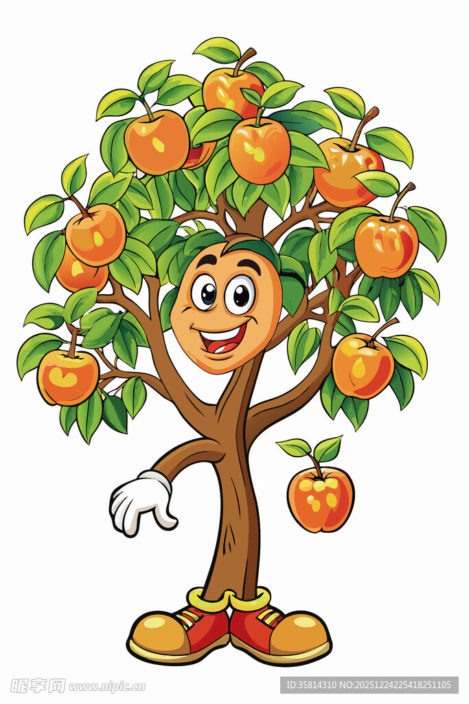 可爱拟人苹果树形象